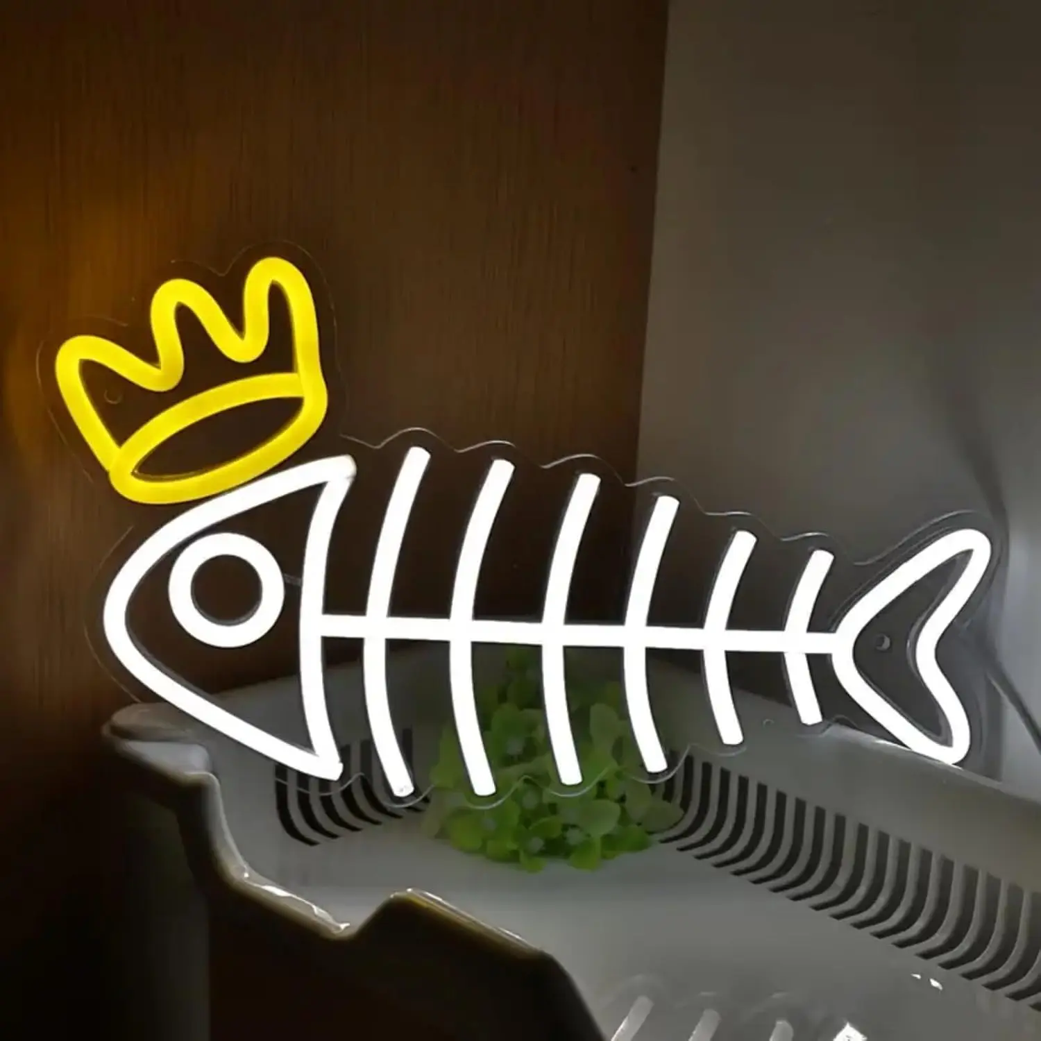 Crown Fish Bone Neon Sign LED  - Aquarium Fish Restaurant 评论和价格