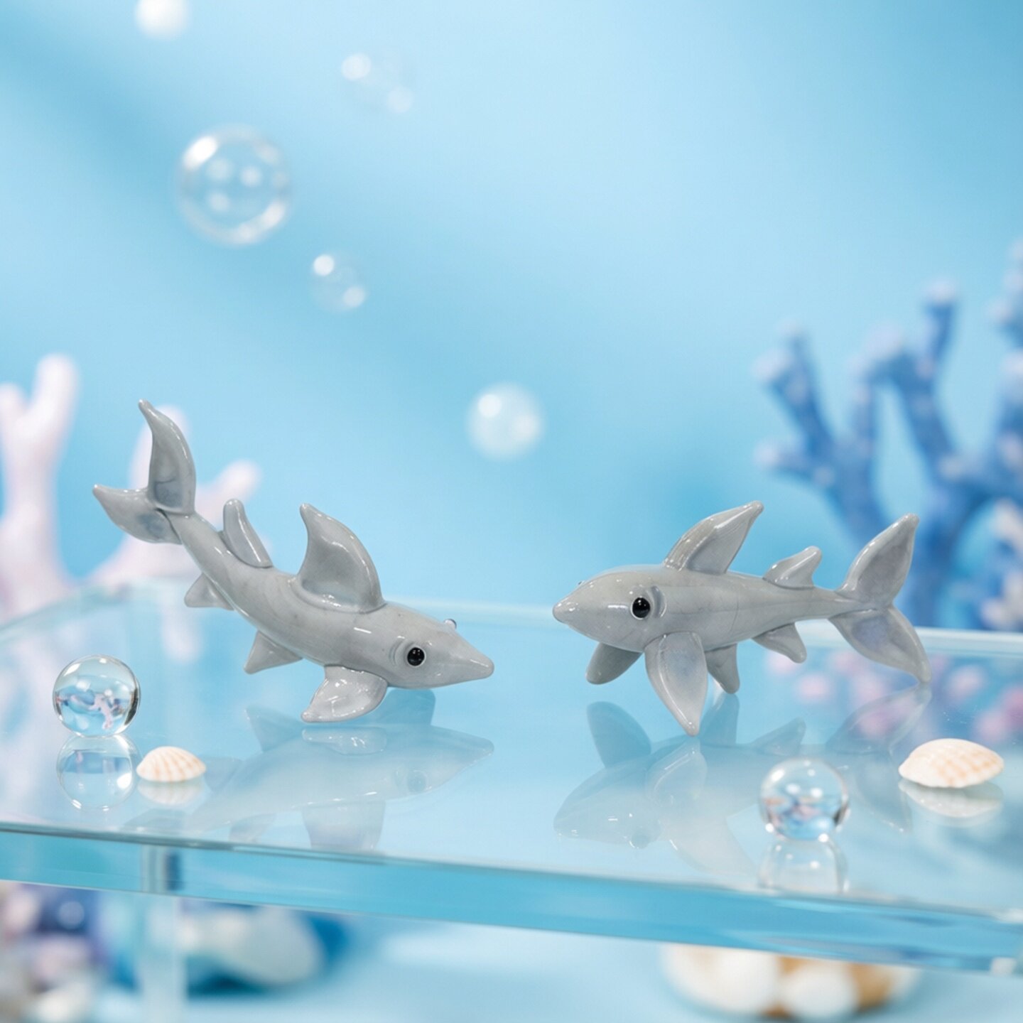 Handmade Mini Glass Shark Figu - Aquarium Fish Shark 评论和价格