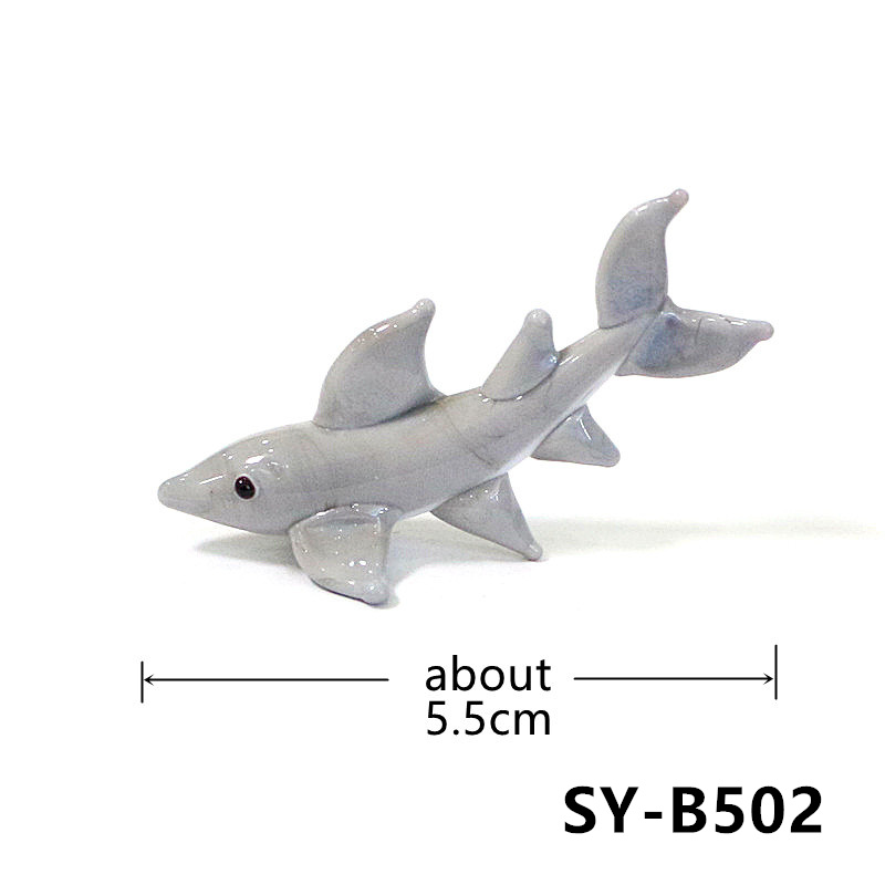 Handmade Mini Glass Shark Figu - Aquarium Fish Shark 评论和价格