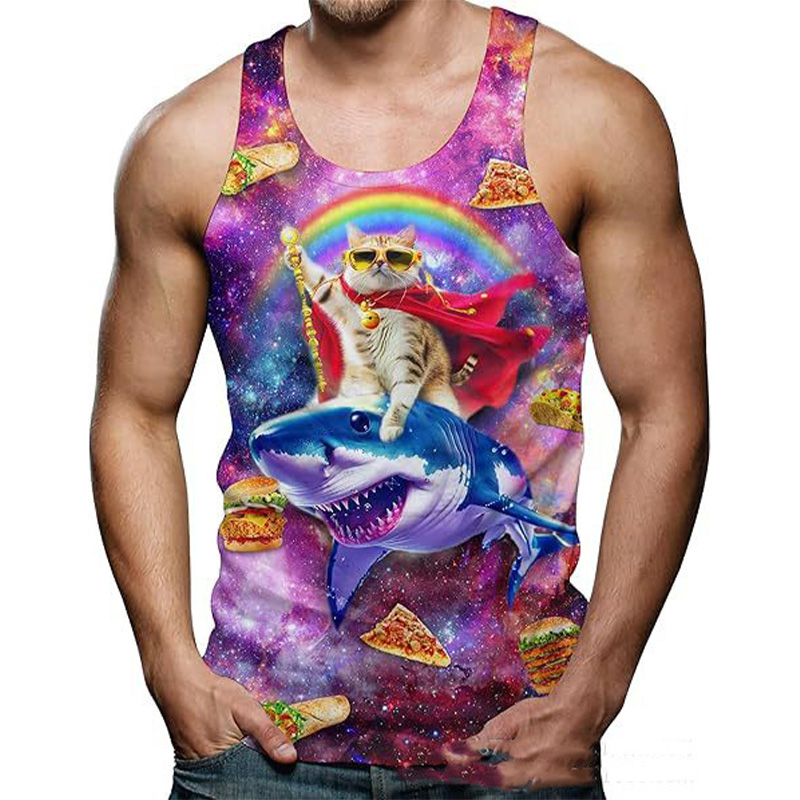 Funny Shark Cat 3D Print Tank  - Aquarium Fish Shark 评论和价格