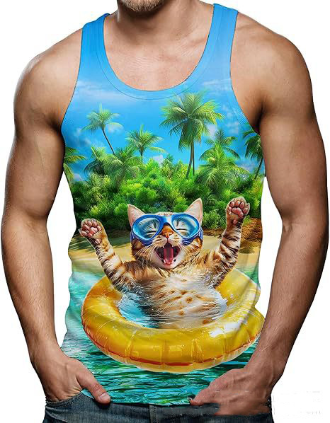 Funny Shark Cat 3D Print Tank  - Aquarium Fish Shark 评论和价格